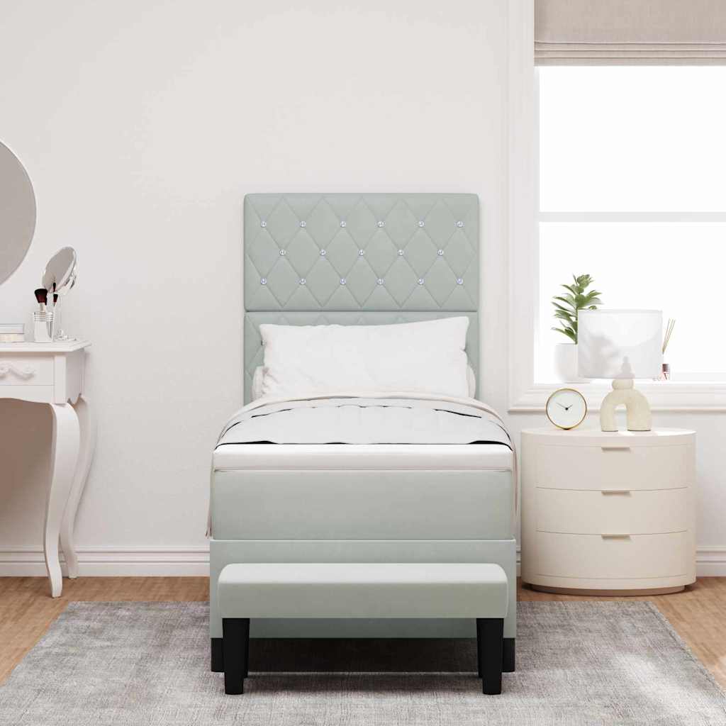 Letto a molle con materasso Grigio chiaro 80 x 200 cm Velluto