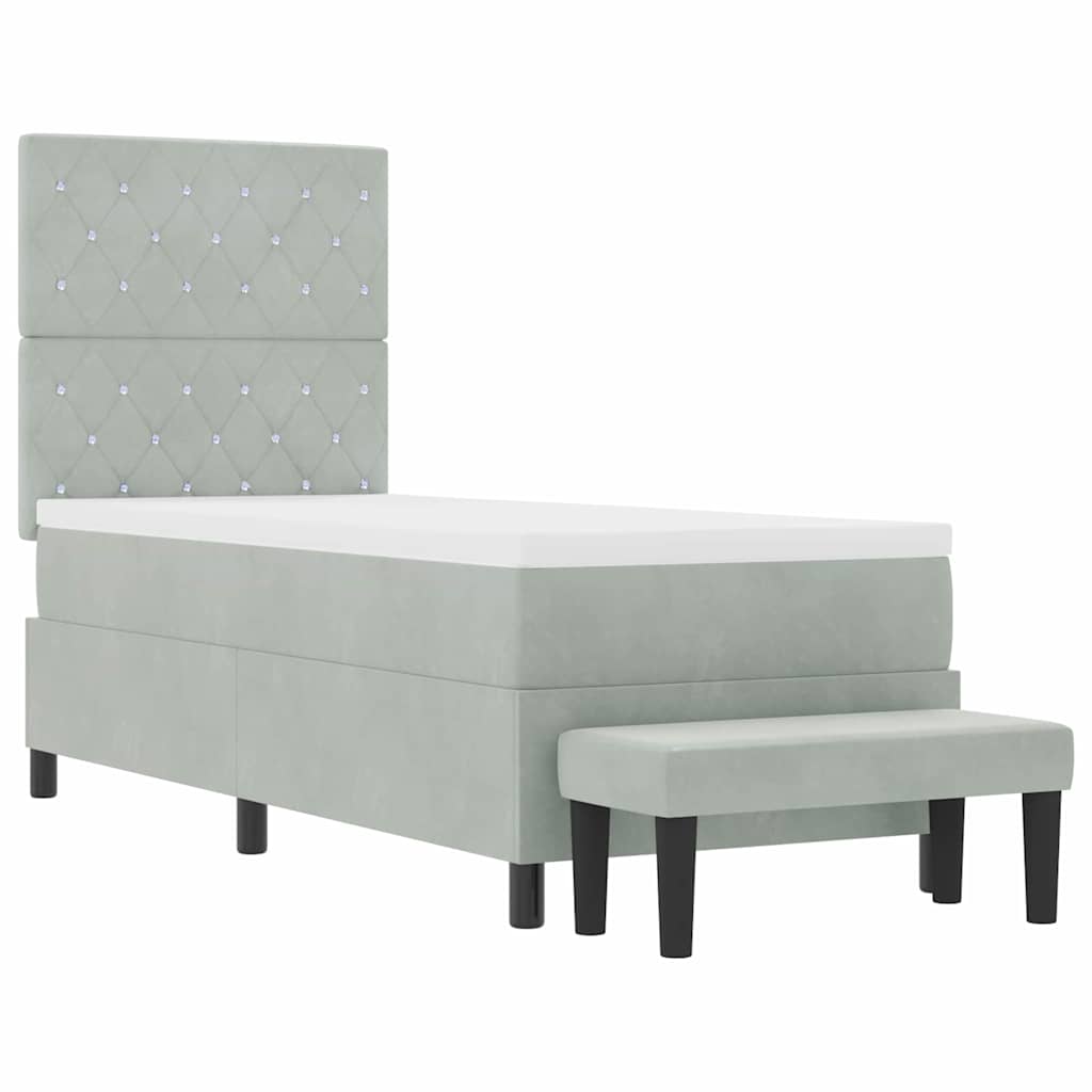 Letto a molle con materasso Grigio chiaro 80 x 200 cm Velluto