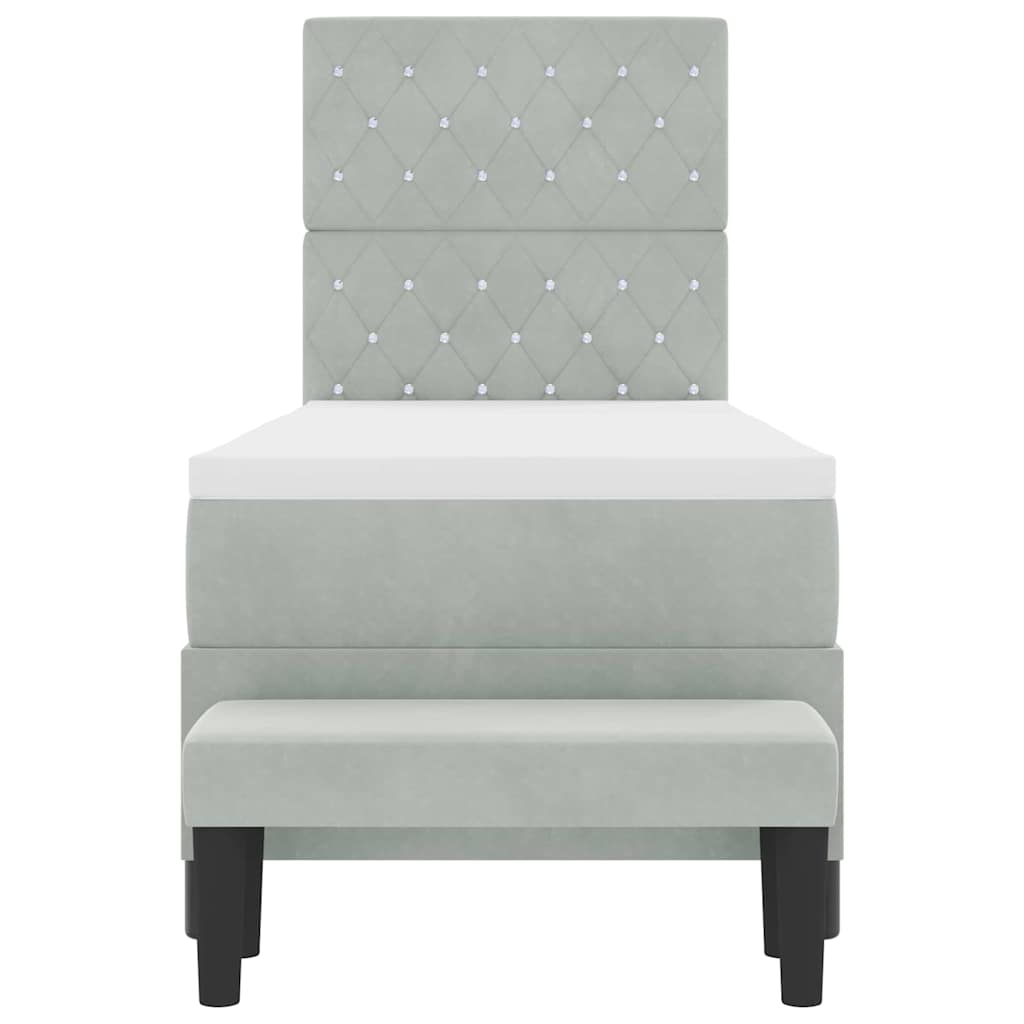 Letto a molle con materasso Grigio chiaro 80 x 200 cm Velluto - homemem39