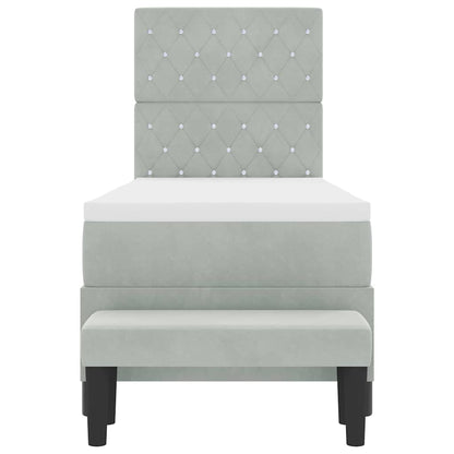 Letto a molle con materasso Grigio chiaro 80 x 200 cm Velluto - homemem39