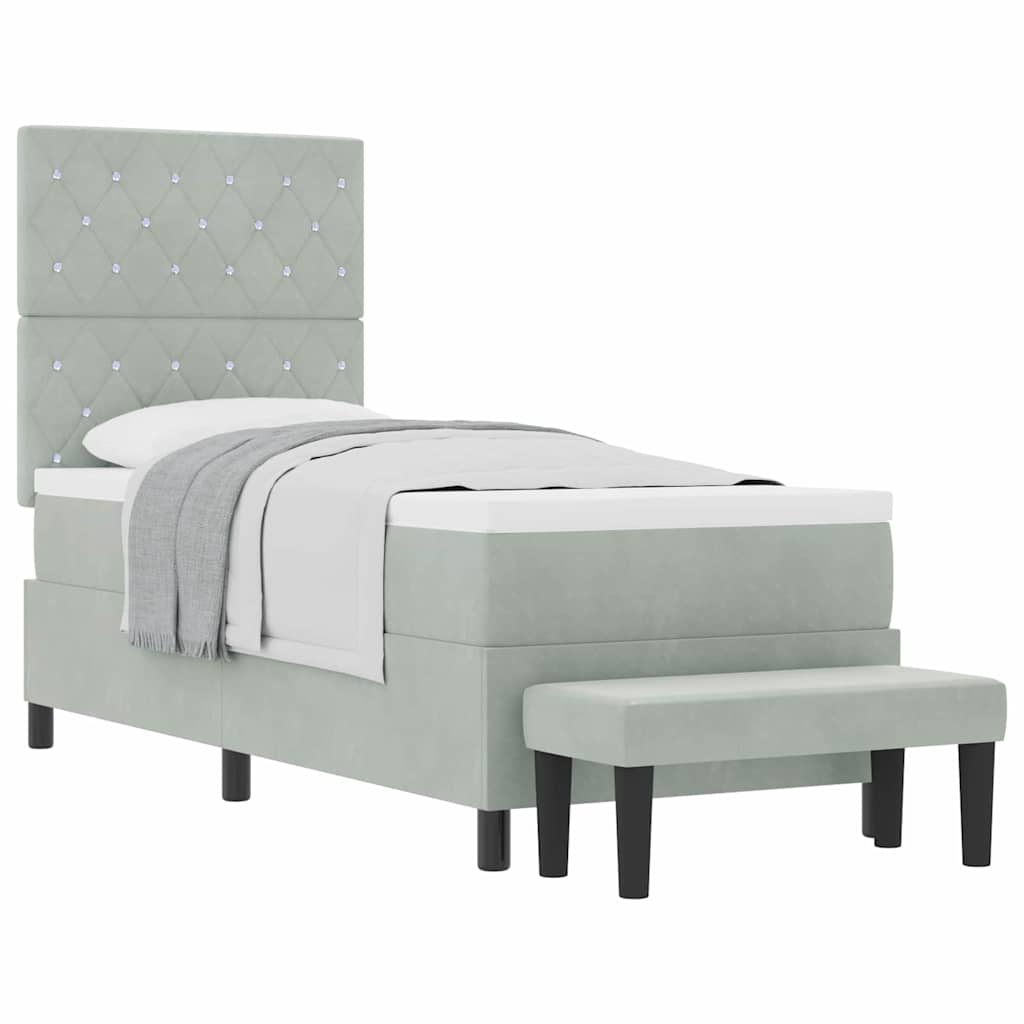 Letto a molle con materasso Grigio chiaro 80 x 200 cm Velluto - homemem39