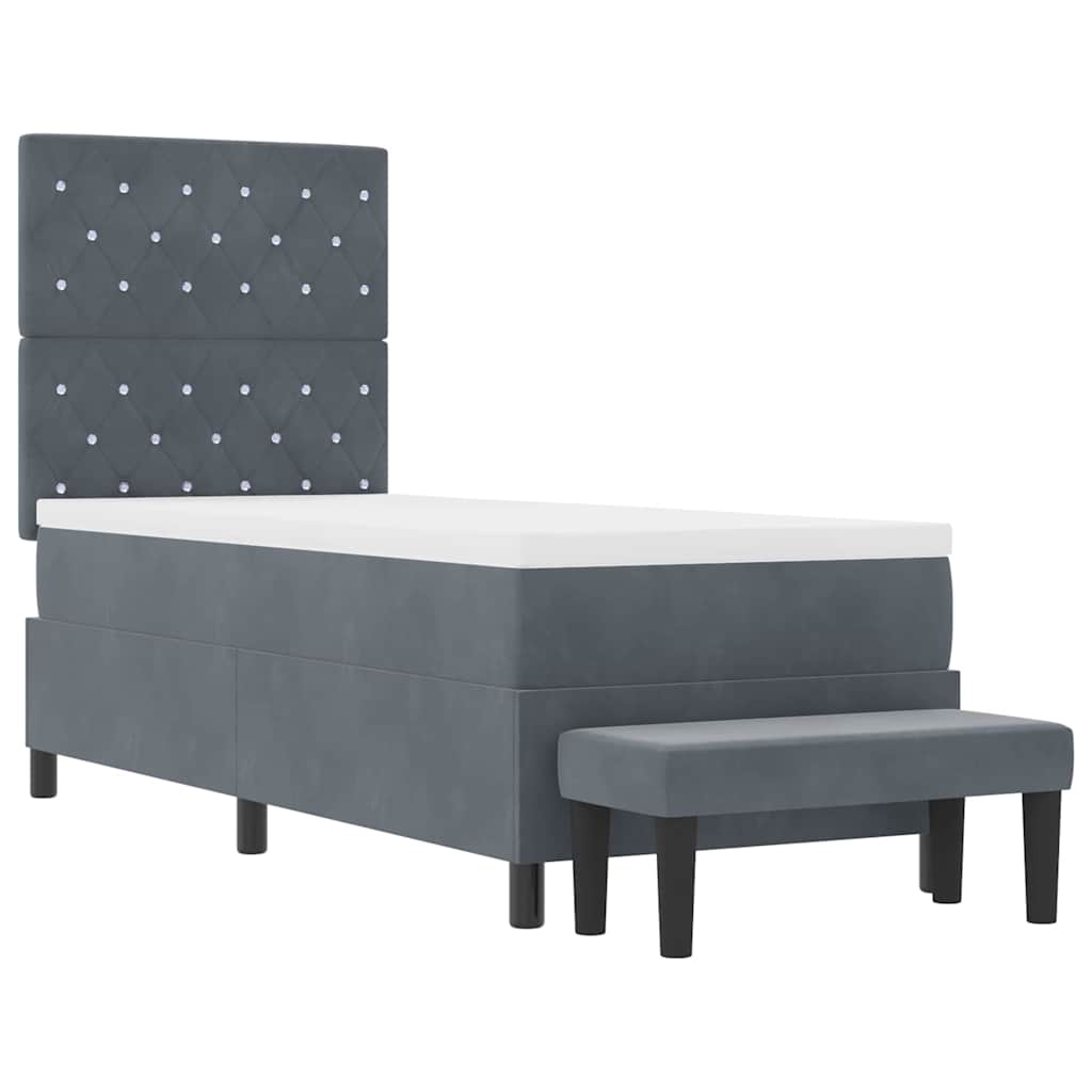 Letto a molle con materasso Grigio scuro 80 x 200 cm Velluto - homemem39