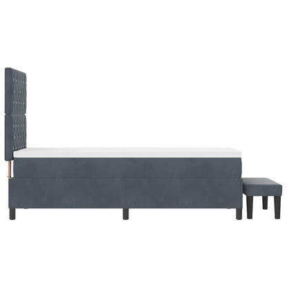 Letto a molle con materasso Grigio scuro 80 x 200 cm Velluto