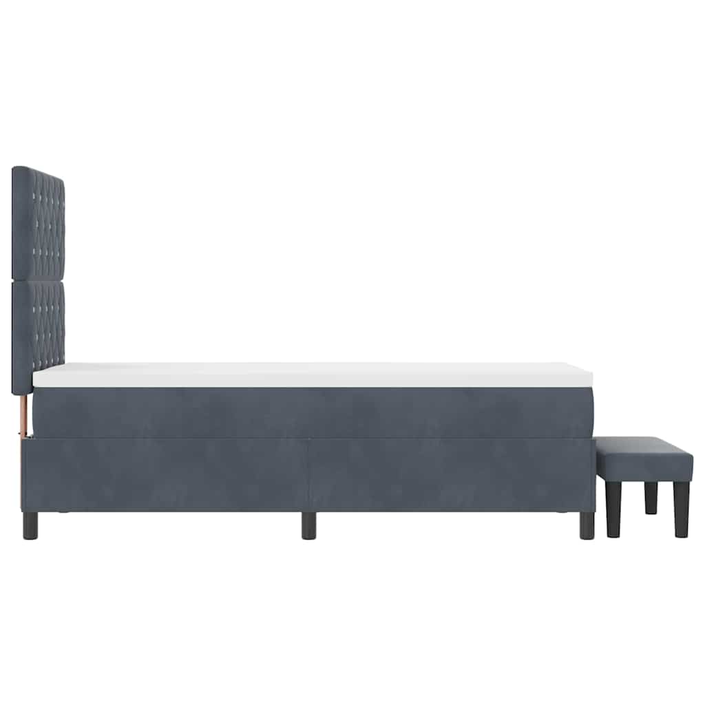 Letto a molle con materasso Grigio scuro 80 x 200 cm Velluto - homemem39