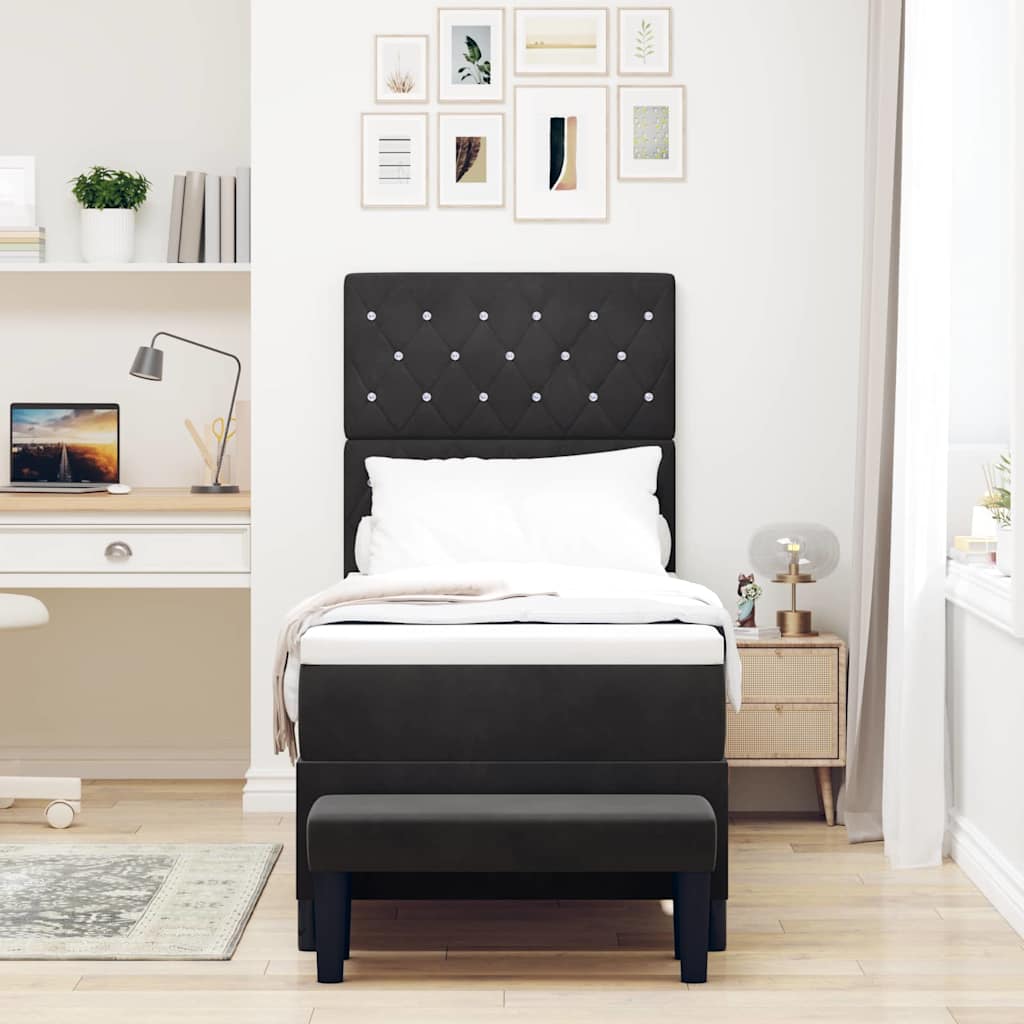 Letto a molle con materasso Nero 80 x 200 cm Velluto - homemem39