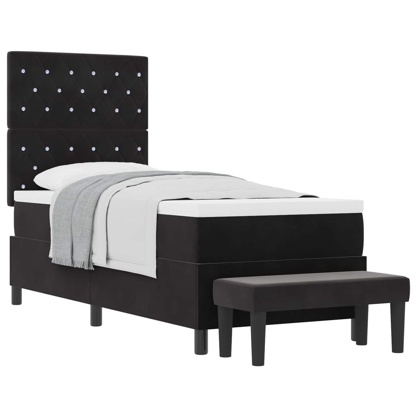 Letto a molle con testiera Nero 200 x 80 cm Velluto | homemem39