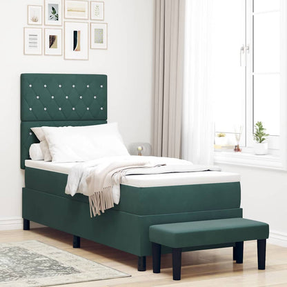 Letto a molle con materasso Verde Scuro 80 x 200 cm Velluto - homemem39