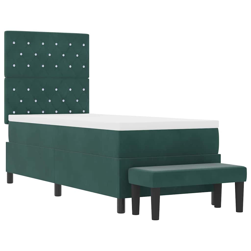 Letto a molle con materasso Verde Scuro 80 x 200 cm Velluto - homemem39