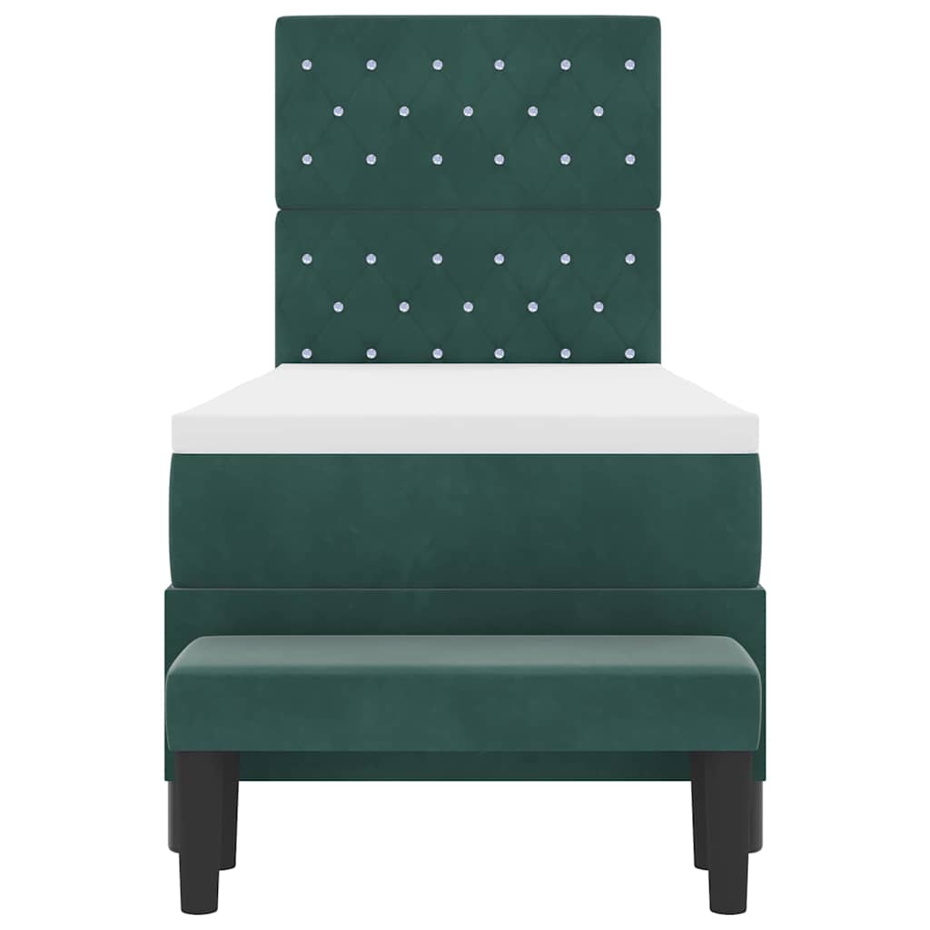 Letto a molle con materasso Verde Scuro 80 x 200 cm Velluto - homemem39