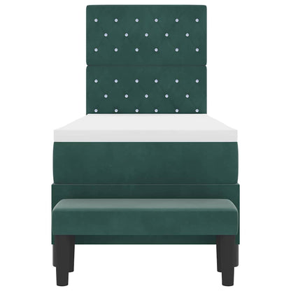 Letto a molle con materasso Verde Scuro 80 x 200 cm Velluto - homemem39