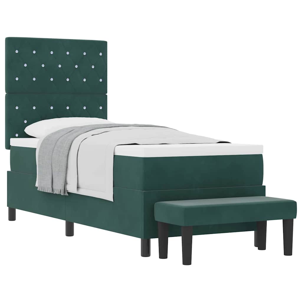 Letto a molle con materasso Verde Scuro 80 x 200 cm Velluto - homemem39