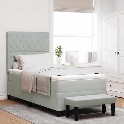 Letto a molle con materasso Grigio chiaro 90 x 190 cm Velluto - homemem39