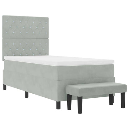 Letto a molle con materasso Grigio chiaro 90 x 190 cm Velluto - homemem39
