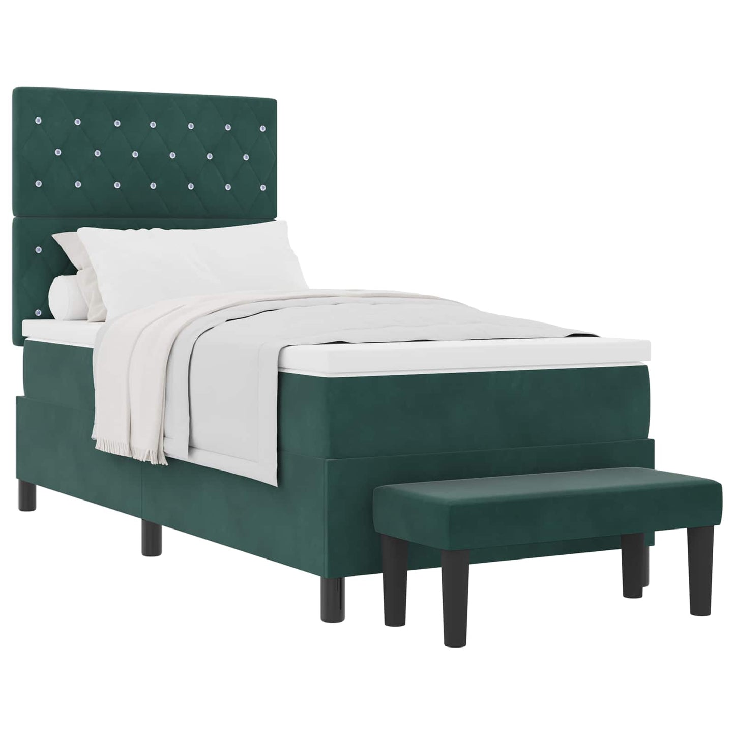 Letto a molle con materasso Verde Scuro 90 x 190 cm Velluto