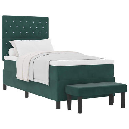 Letto a molle con materasso Verde Scuro 90 x 190 cm Velluto