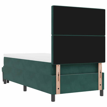 Letto a molle con materasso Verde Scuro 90 x 190 cm Velluto