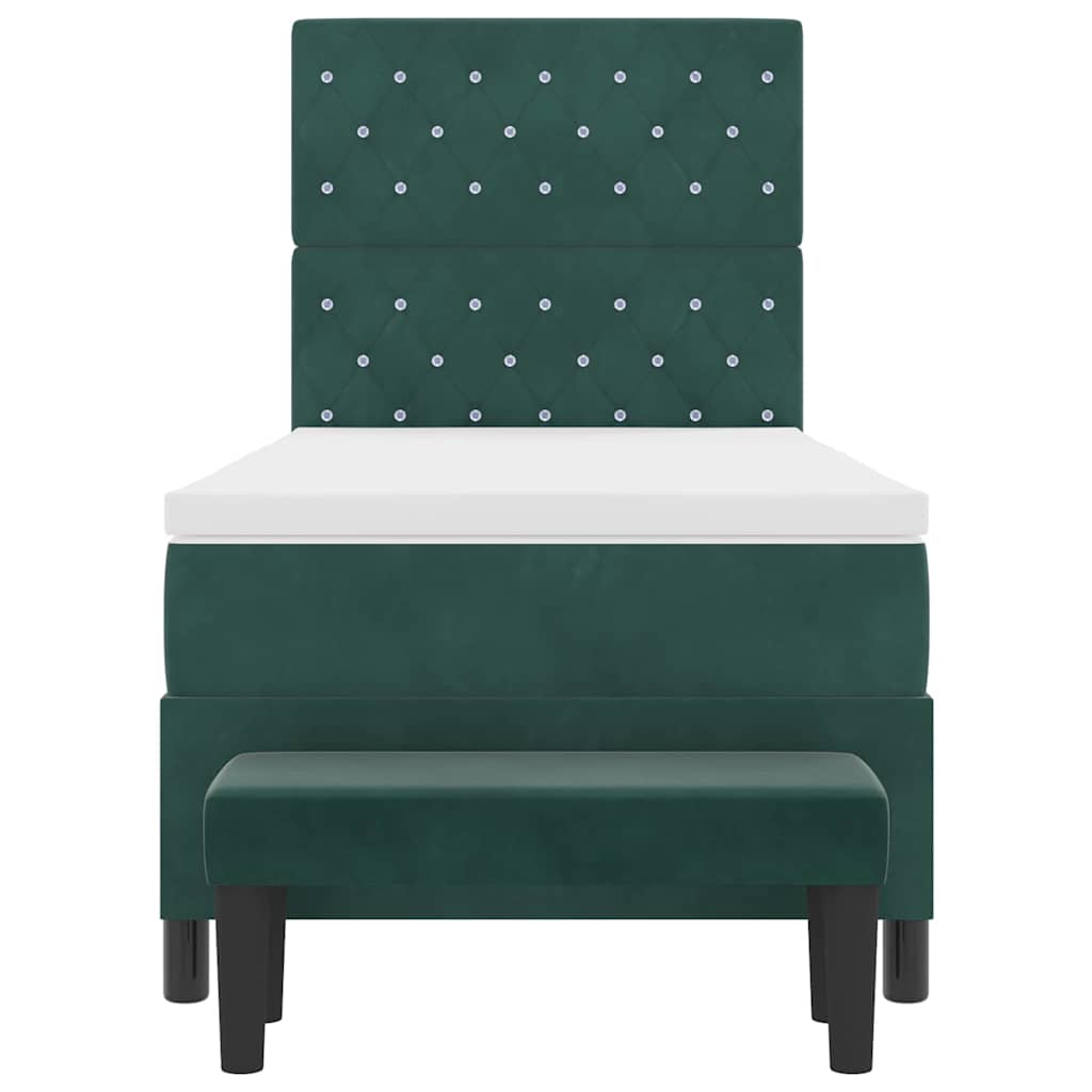 Letto a molle con materasso Verde Scuro 90 x 190 cm Velluto