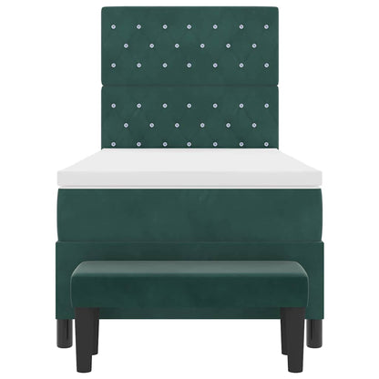 Letto a molle con materasso Verde Scuro 90 x 190 cm Velluto