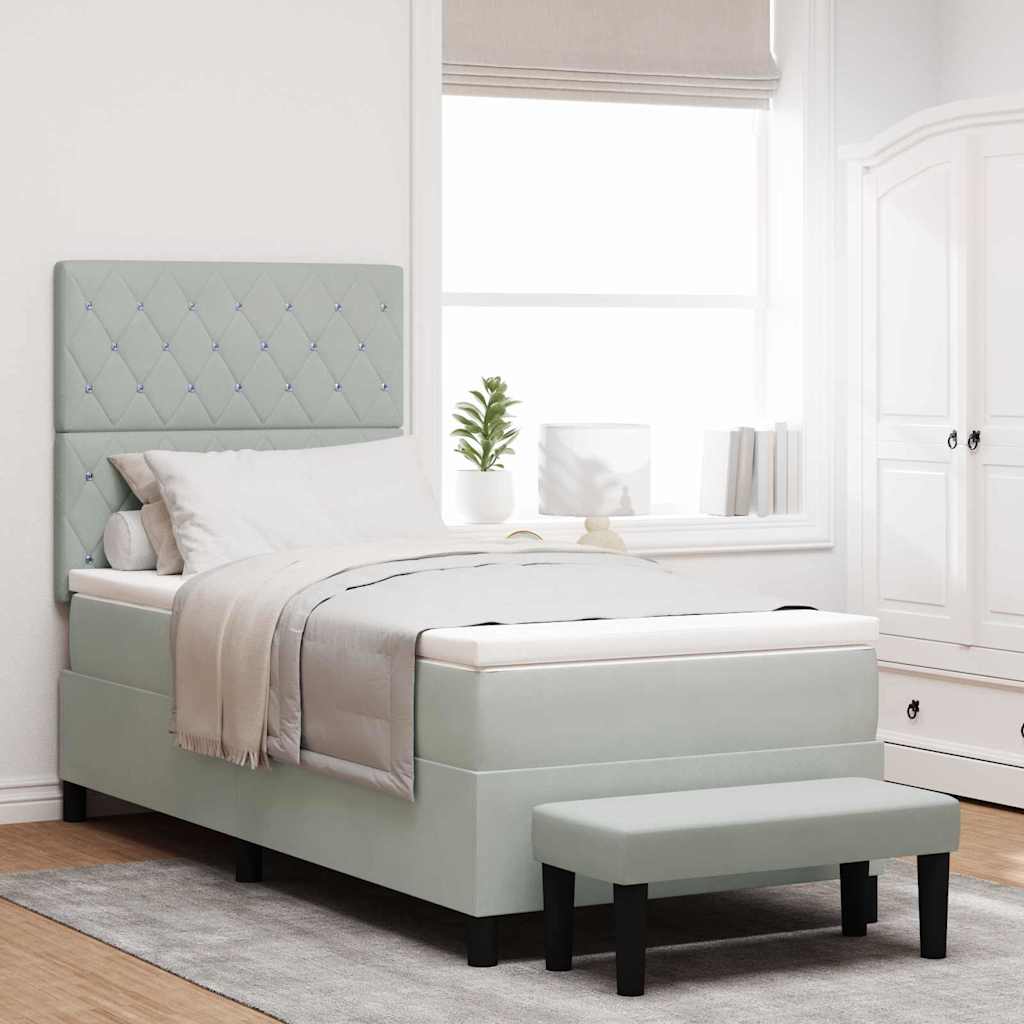 Letto a molle con materasso Grigio chiaro 90 x 200 cm Velluto - homemem39