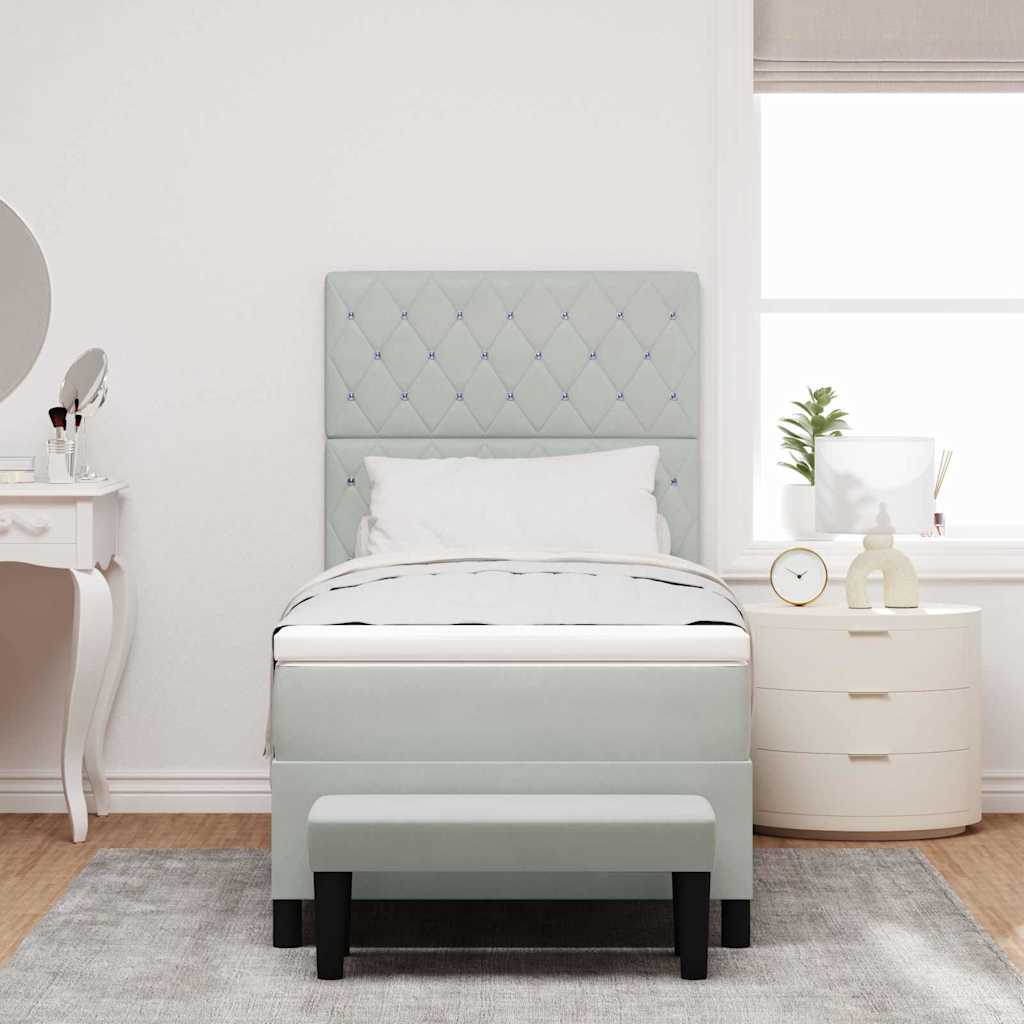 Letto a molle con materasso Grigio chiaro 90 x 200 cm Velluto - homemem39