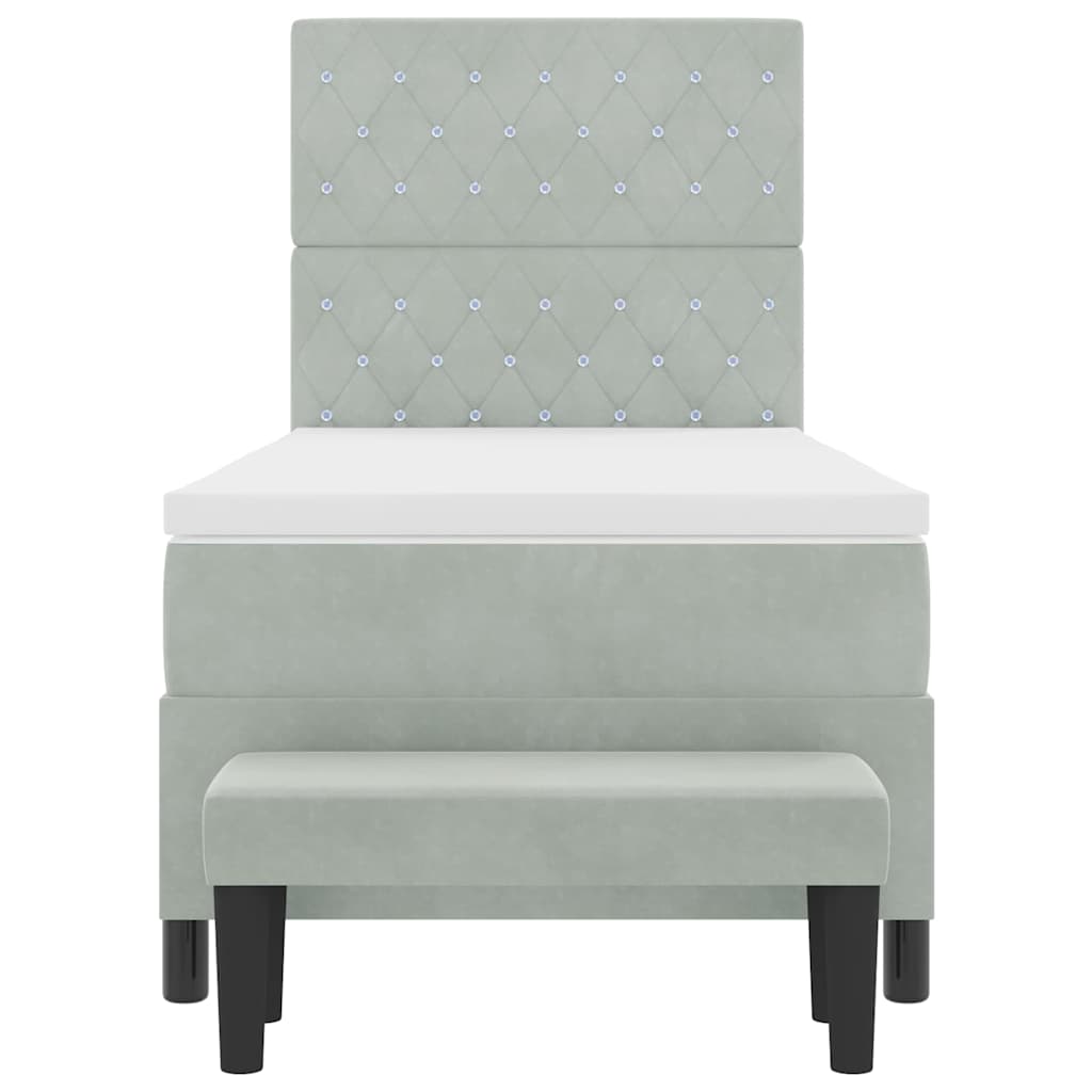 Letto a molle con materasso Grigio chiaro 90 x 200 cm Velluto - homemem39