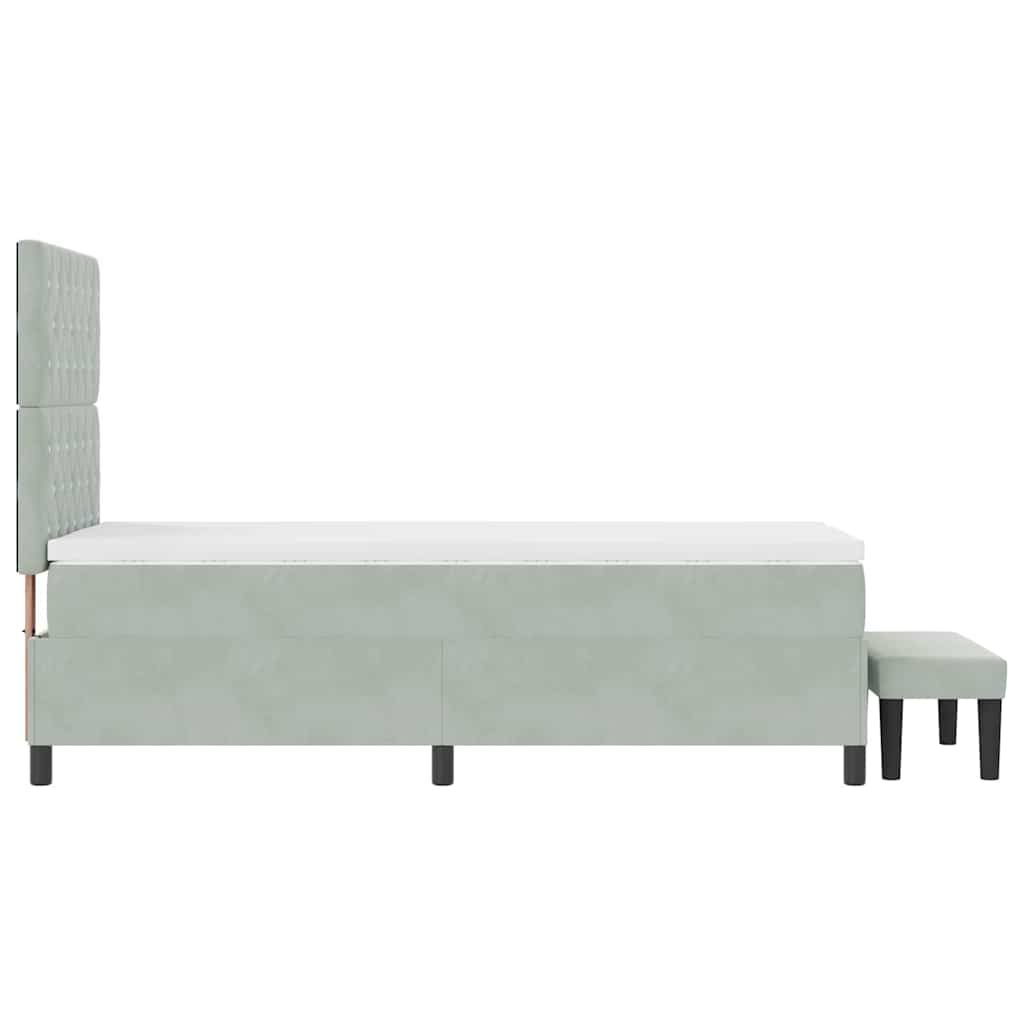Letto a molle con materasso Grigio chiaro 90 x 200 cm Velluto - homemem39