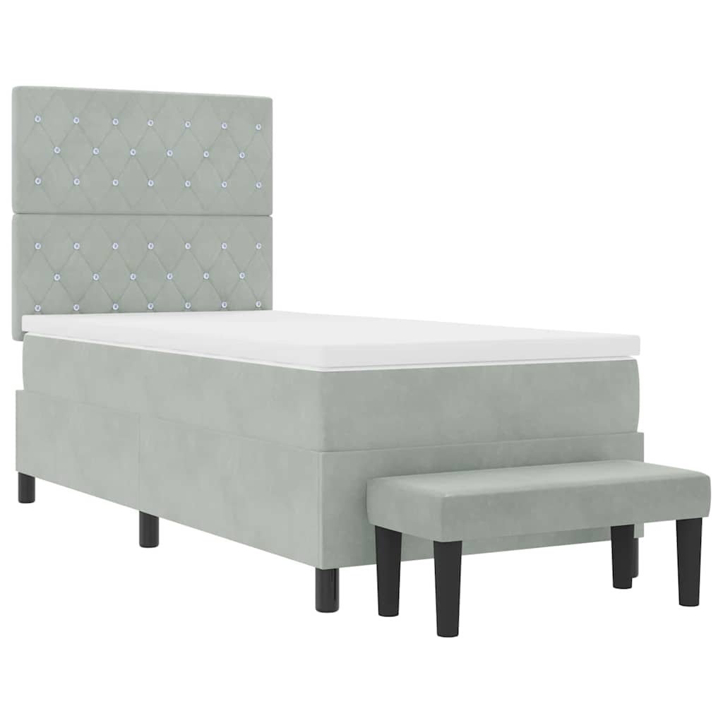 Letto a molle con materasso Grigio chiaro 100 x 200 cm Velluto - homemem39