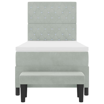 Letto a molle con materasso Grigio chiaro 100 x 200 cm Velluto - homemem39