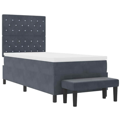 Letto a molle con materasso Grigio scuro 100 x 200 cm Velluto - homemem39