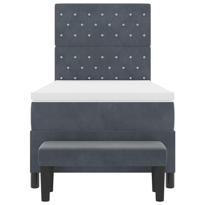 Letto a molle con materasso Grigio scuro 100 x 200 cm Velluto - homemem39