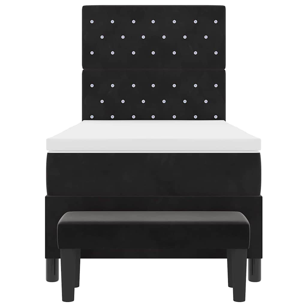 Letto a molle con materasso Nero 100 x 200 cm Velluto
