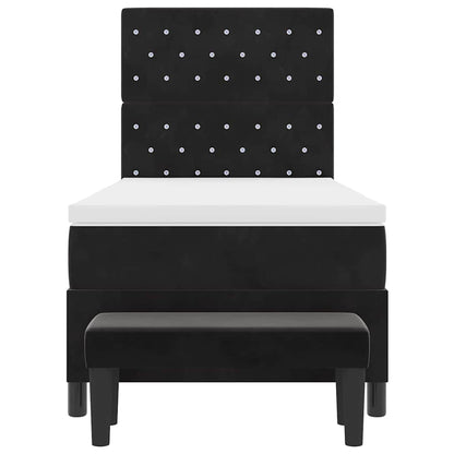 Letto a molle con materasso Nero 100 x 200 cm Velluto