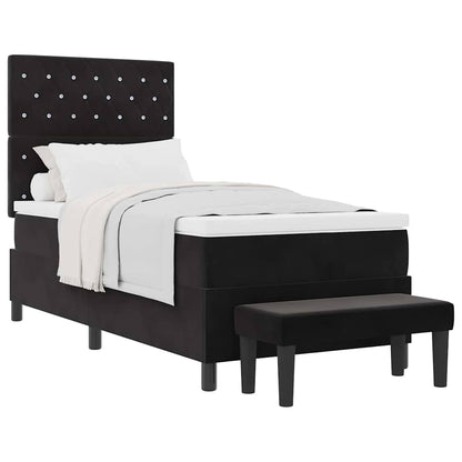 Letto a molle con materasso Nero 100 x 200 cm Velluto