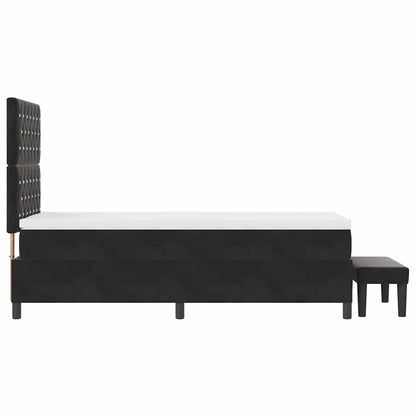 Letto a molle con materasso Nero 100 x 200 cm Velluto