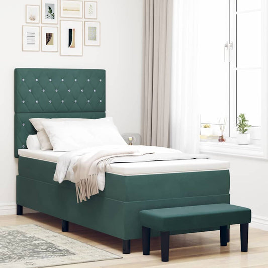 Letto a molle con materasso Verde scuro 100 x 200 cm Velluto - homemem39