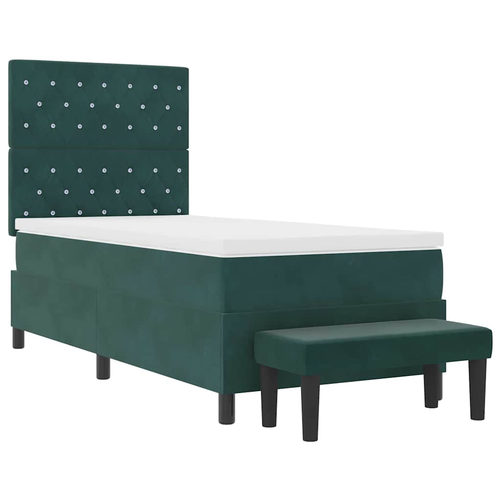 Letto a molle con materasso Verde scuro 100 x 200 cm Velluto - homemem39