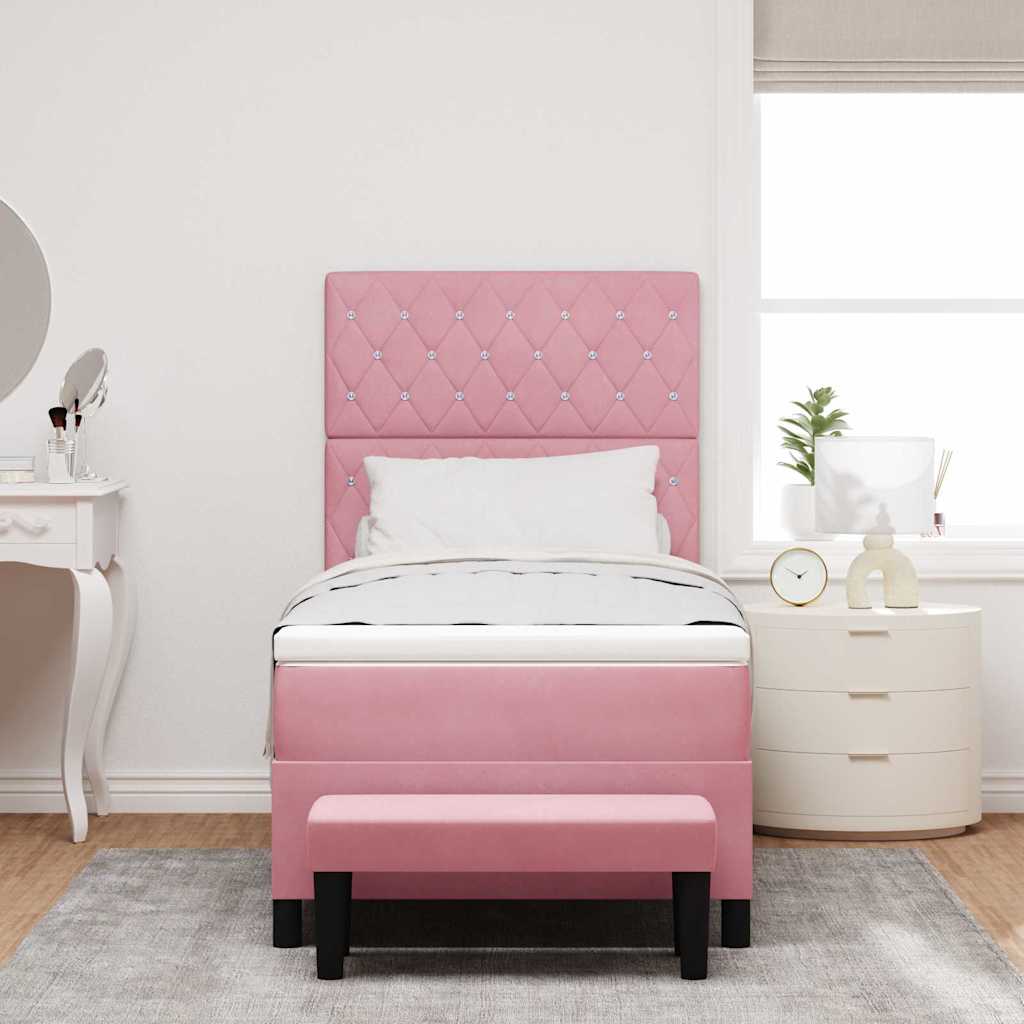 Letto a molle con testiera Rosa 200 x 100 cm Velluto | homemem39