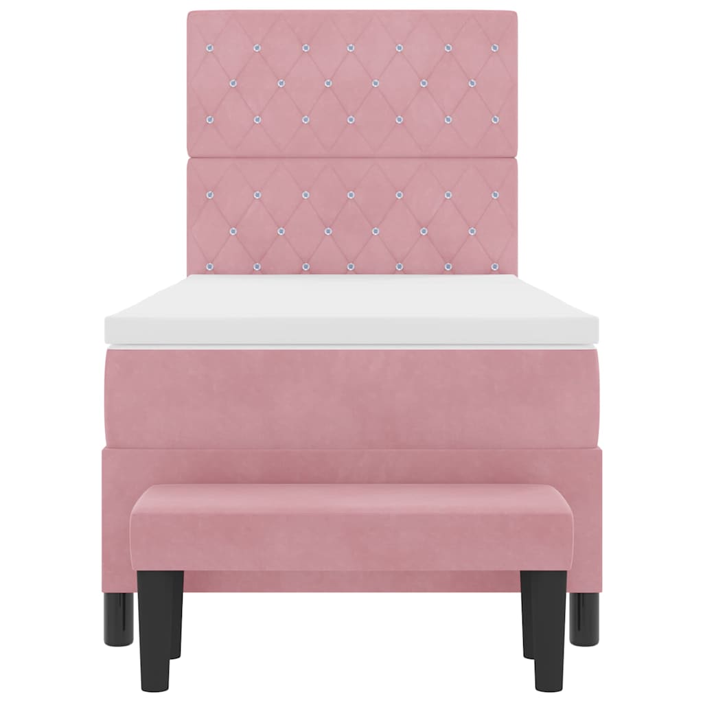 Letto a molle con testiera Rosa 200 x 100 cm Velluto | homemem39