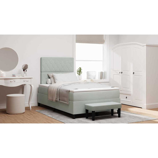 Letto a molle con materasso Grigio chiaro 120 x 190 cm Velluto - homemem39