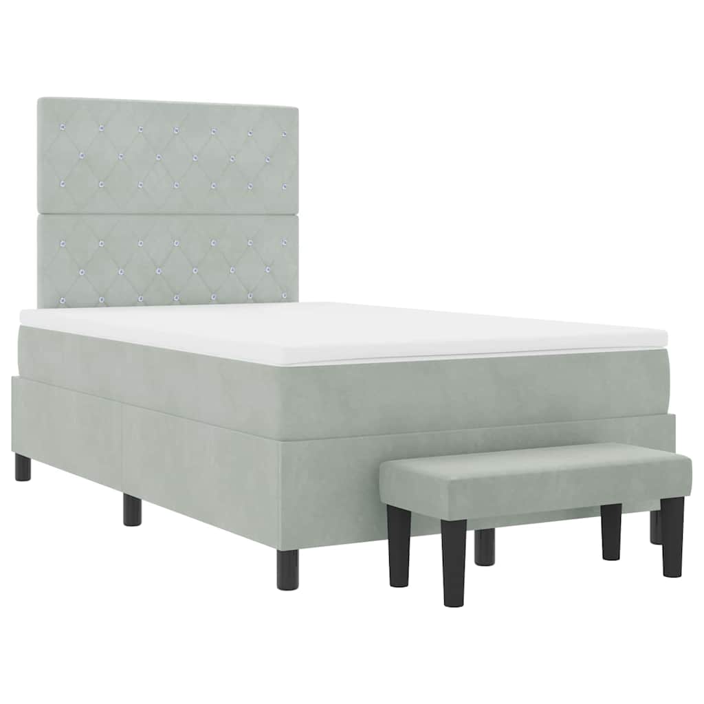 Letto a molle con materasso Grigio chiaro 120 x 190 cm Velluto - homemem39