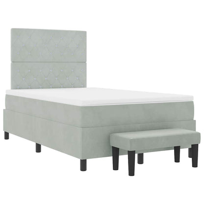 Letto a molle con materasso Grigio chiaro 120 x 190 cm Velluto