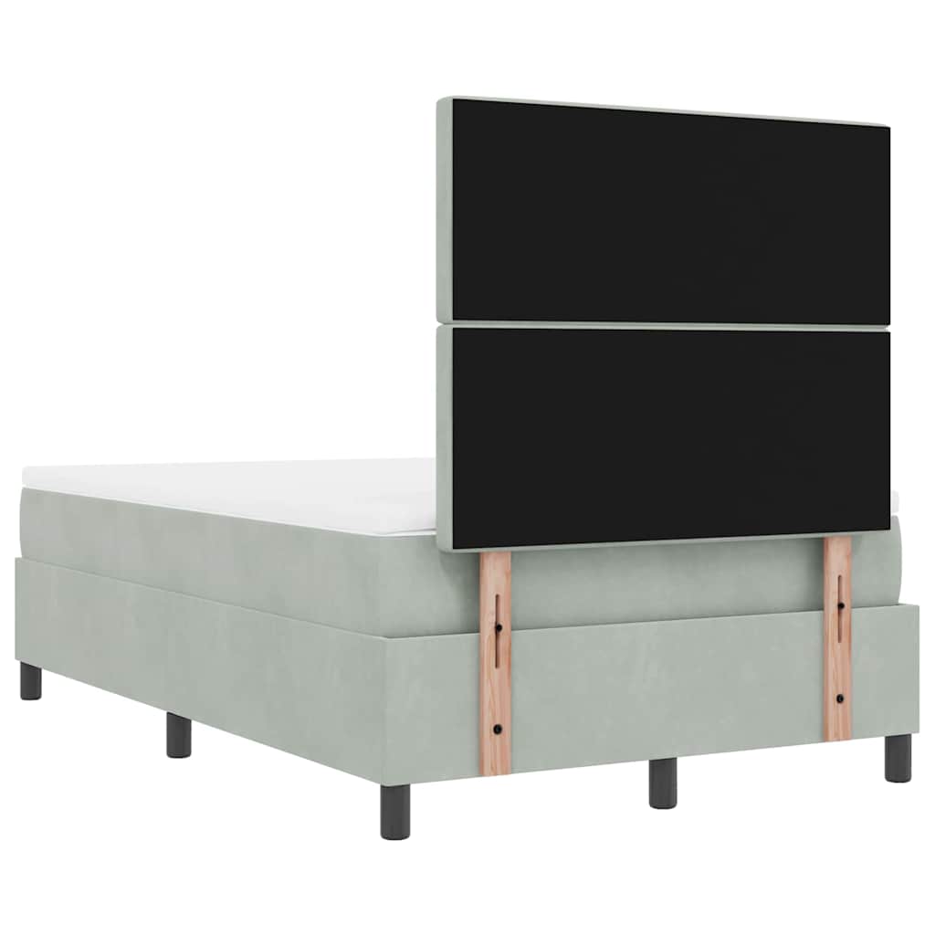 Letto a molle con materasso Grigio chiaro 120 x 190 cm Velluto
