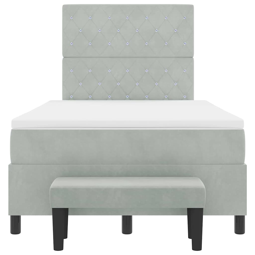 Letto a molle con materasso Grigio chiaro 120 x 190 cm Velluto - homemem39