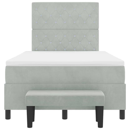 Letto a molle con materasso Grigio chiaro 120 x 190 cm Velluto - homemem39