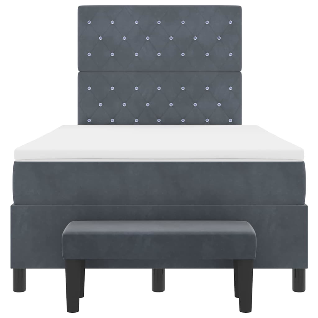 Letto a molle con materasso Grigio scuro 120 x 190 cm Velluto - homemem39