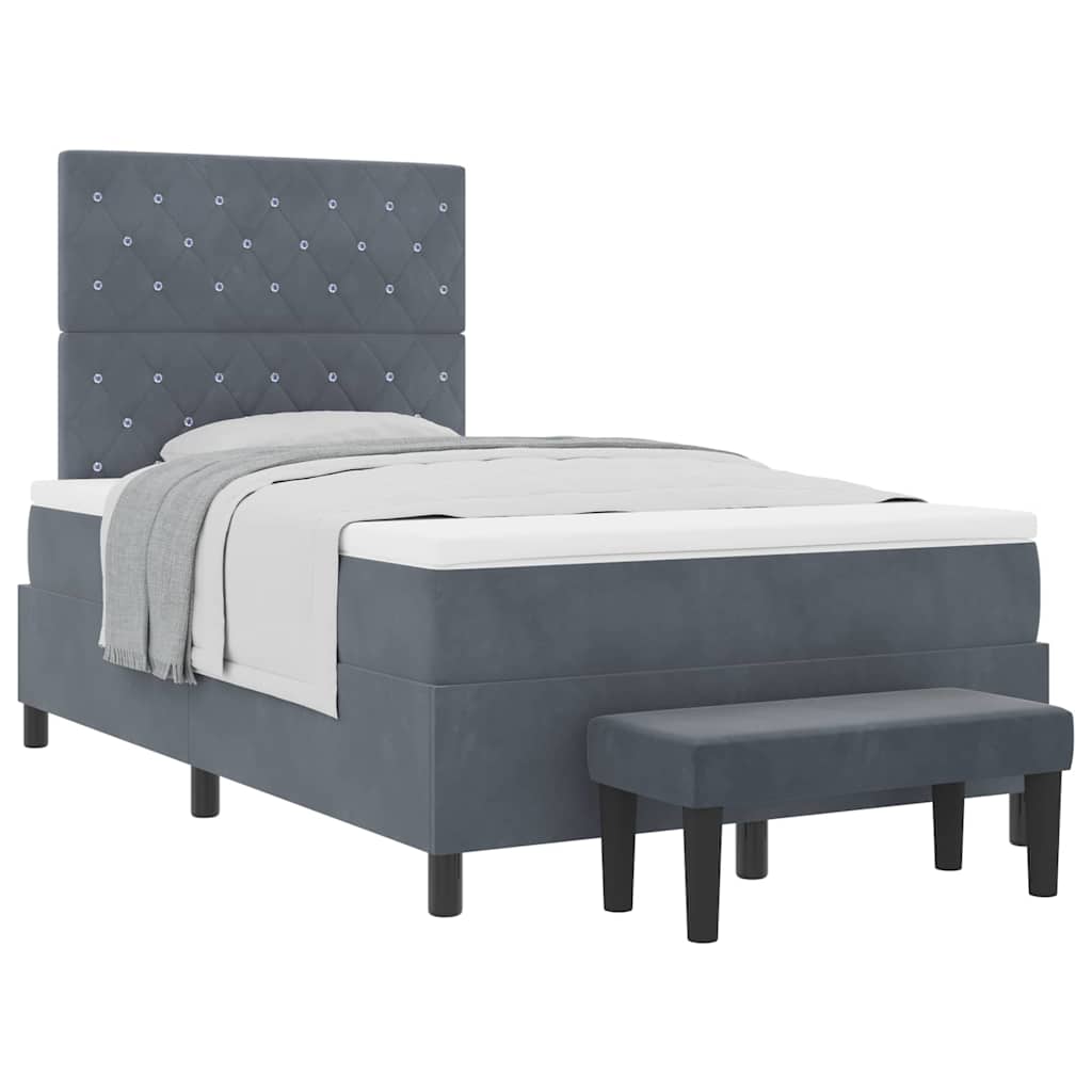 Letto a molle con materasso Grigio scuro 120 x 190 cm Velluto - homemem39