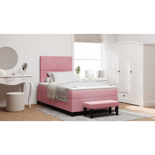 Letto a molle con testiera Rosa 190 x 120 cm Velluto | homemem39