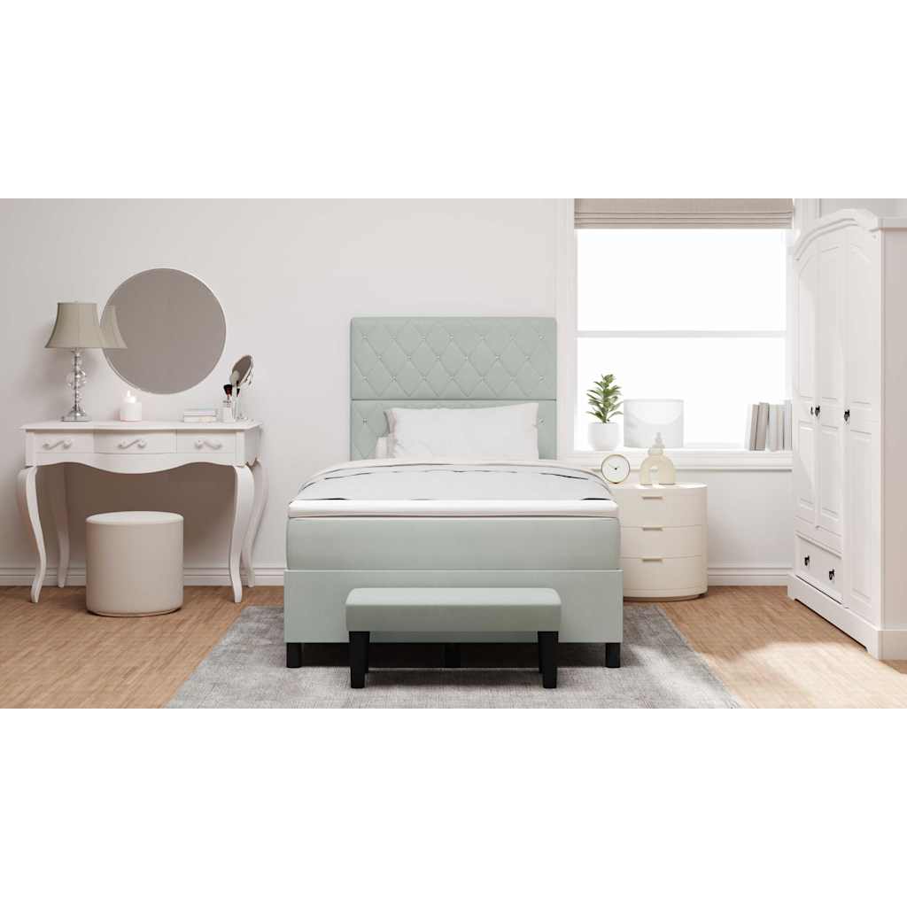 Letto a molle con materasso Grigio chiaro 120 x 200 cm Velluto - homemem39