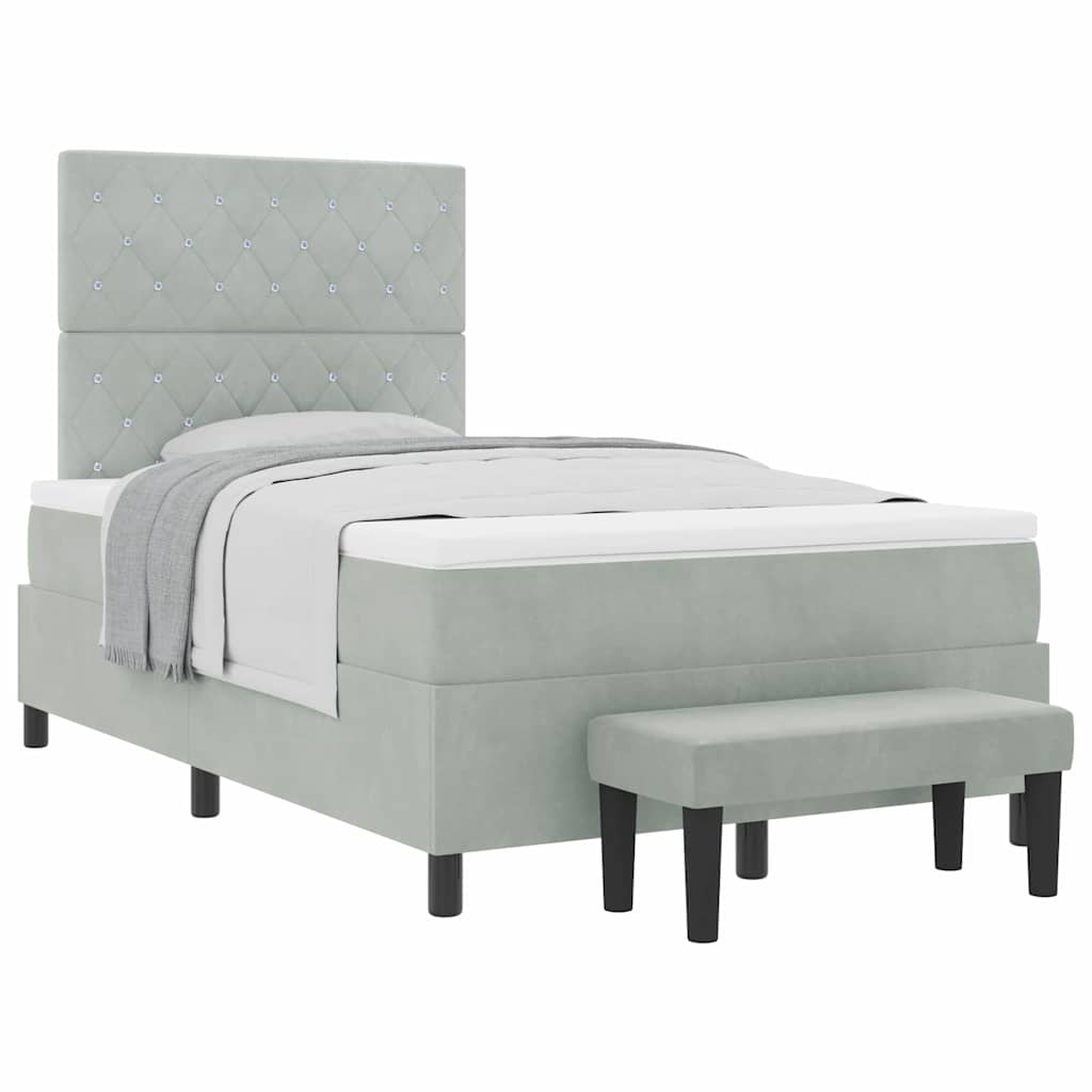 Letto a molle con materasso Grigio chiaro 120 x 200 cm Velluto - homemem39