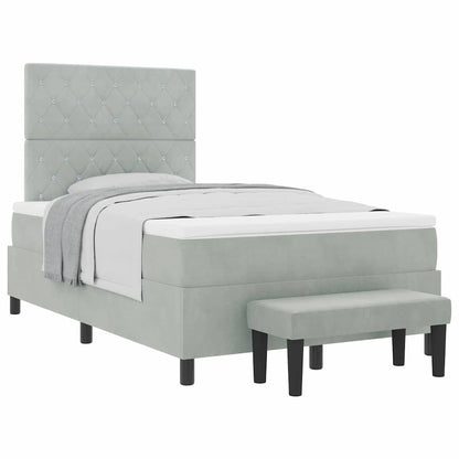 Letto a molle con materasso Grigio chiaro 120 x 200 cm Velluto - homemem39